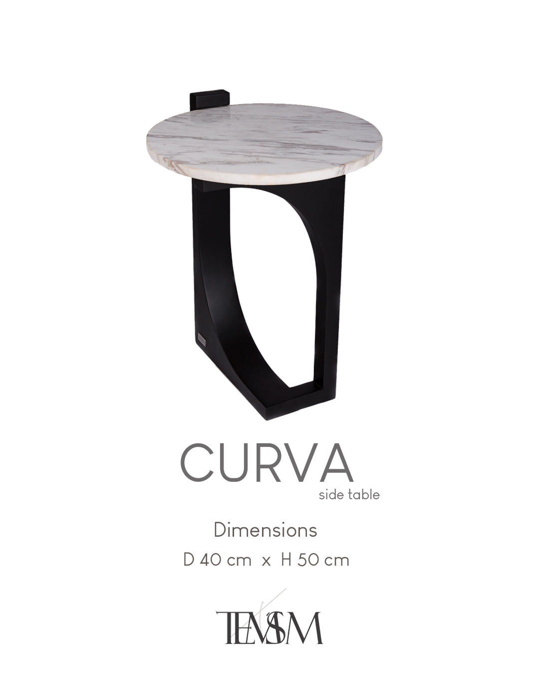 Curva Side Table – Calacatta or Spanish Black – TEM'SM FURNITURE